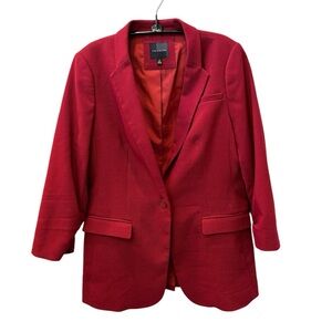 THE LIMITED Red Woven Single Button Blazer